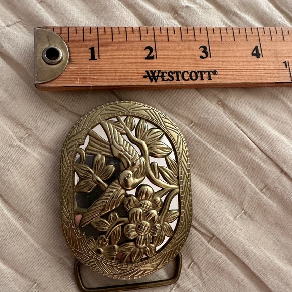 Vintage carol anderson Gold Floral Bird Belt Buckle - Picture 3 of 4